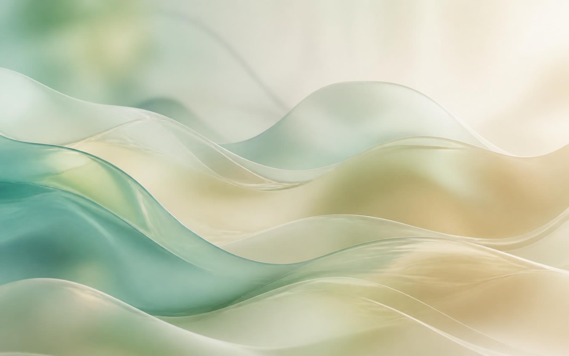 Soft flowing translucent waves in seafoam and sand tones